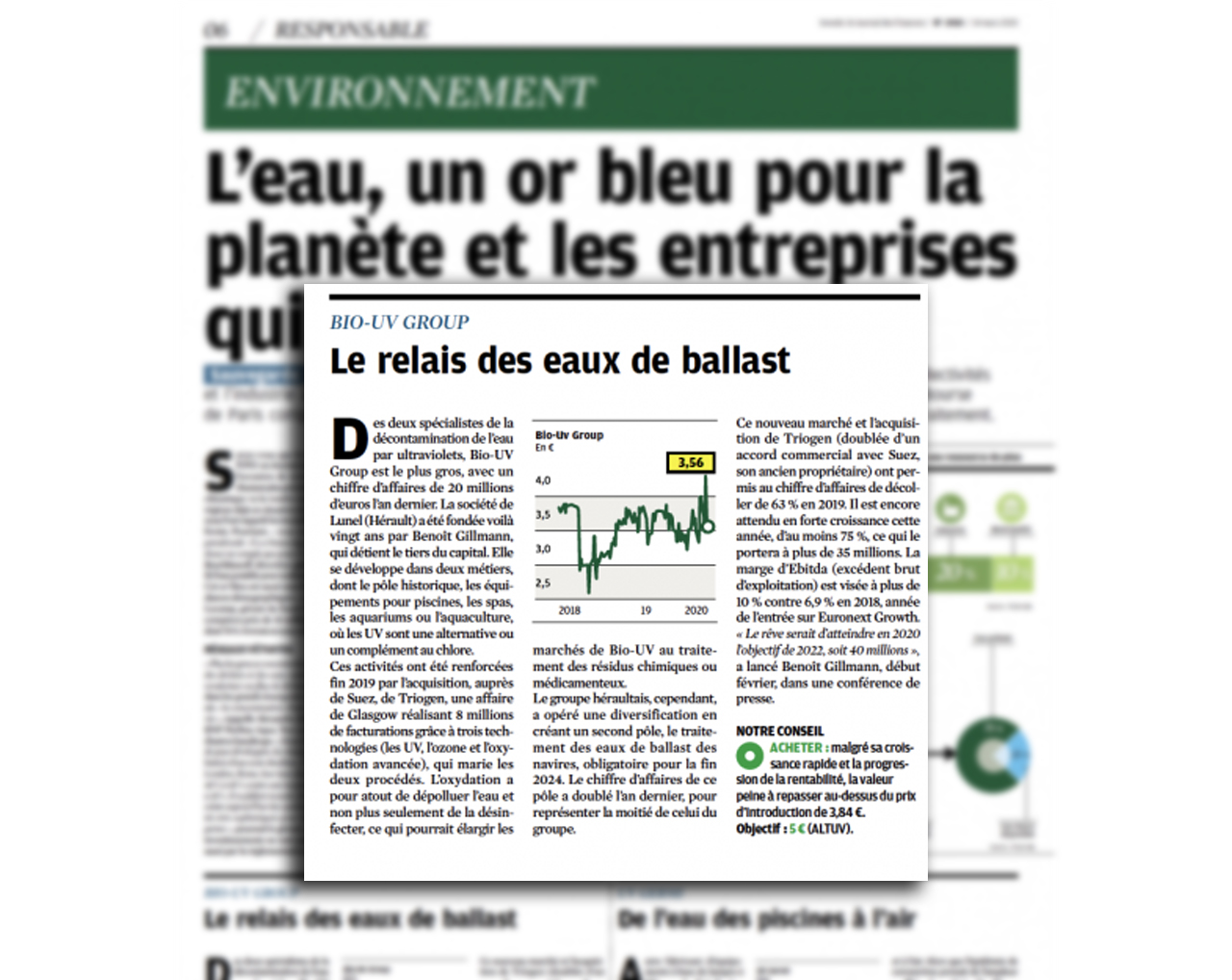 Article de presse Investir sur BIO-UV