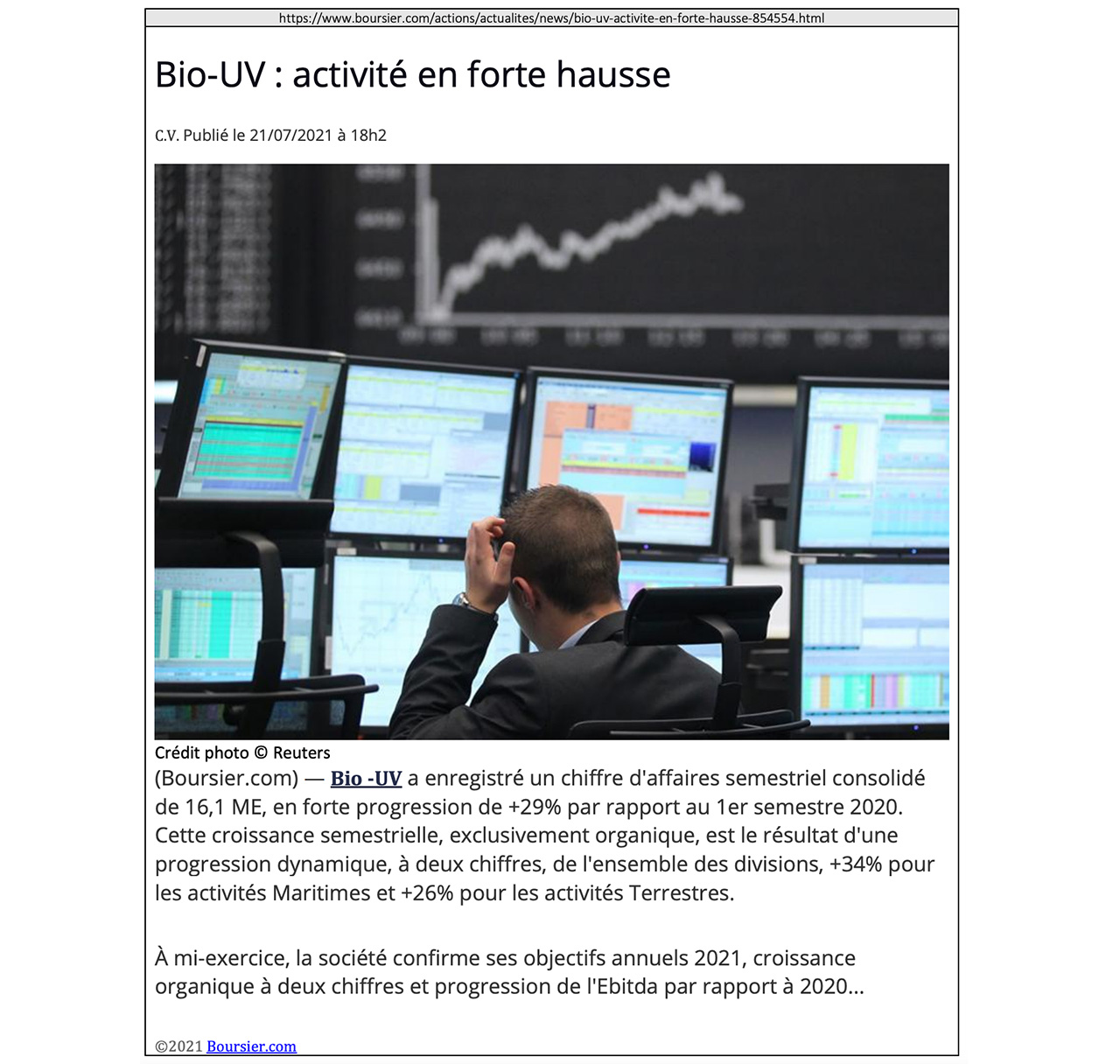 bio-uv : activité en forte hausse